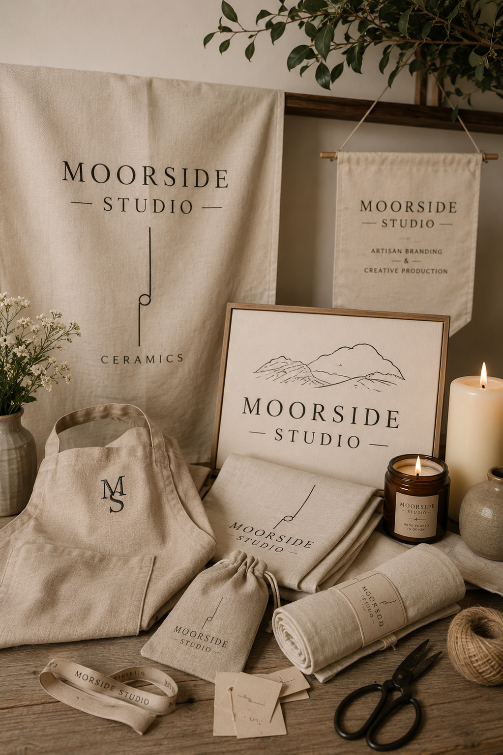 Moorside Studio branded sign and display collection